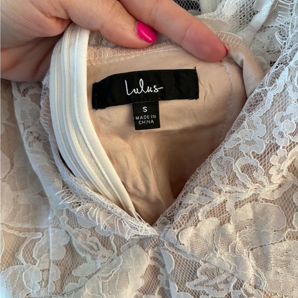 Lulu's Cream Lace Overlay Dress - Picture 4 of 6